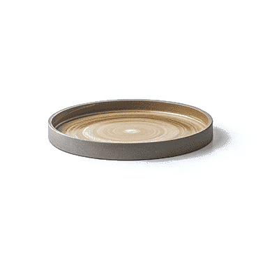 Assiette classique Konyo beige à bord gris, vue de profil
