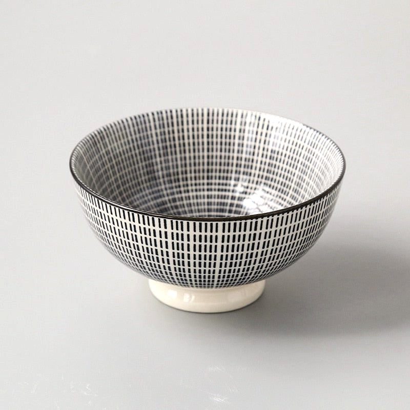 Bol matcha Seyama quadrillé noir et blanc, vue de face
