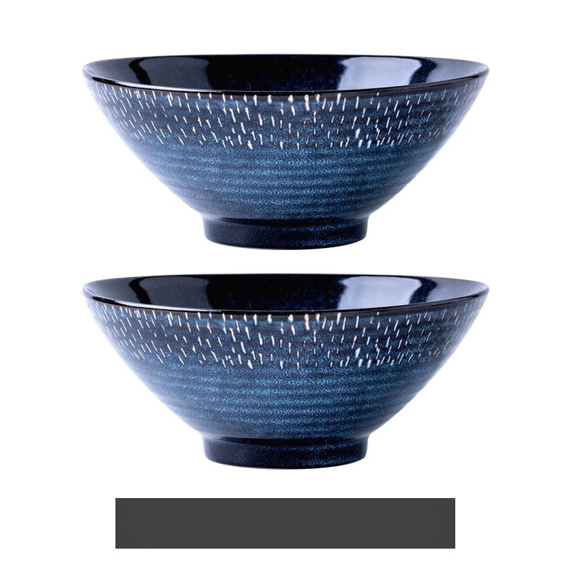 Ensemble de deux bols à ramen Miyasato bleus, vue de face