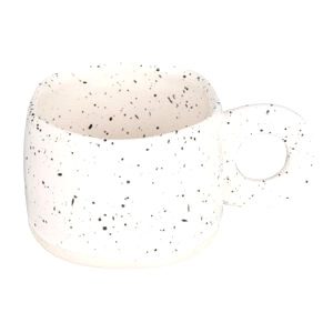 Tasse Nebula blanc cassé mouchetée à anse ronde, de face