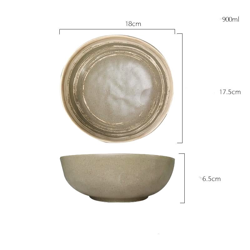 Bol Kugo gris vu de dessus et de profil, avec schéma des dimensions