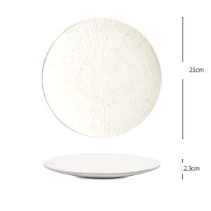 Petite assiette Shiro blanche à stries rayonnantes, avec schéma des dimensions