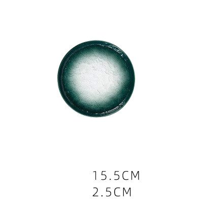 Petite assiette japonaise Takao verte à centre clair, vue de dessus avec dimensions inscrites