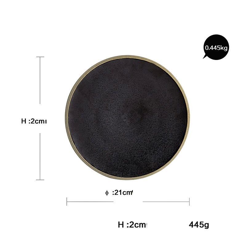 Assiette japonaise en grès émaillé noir Inoue de 21 cm de diamètre