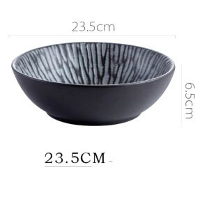 Bol japonais Tora noir à rayures blanches, grand modèle avec schéma des dimensions