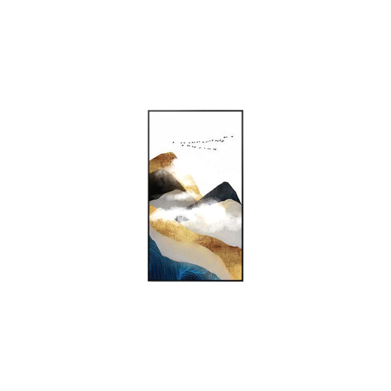 Affiche Montagne dorée modèle B avec vol d'oiseaux, format vertical