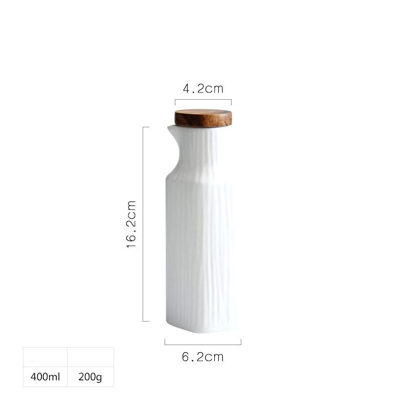Bouteille en céramique Kanpaï blanche, avec schéma des dimensions