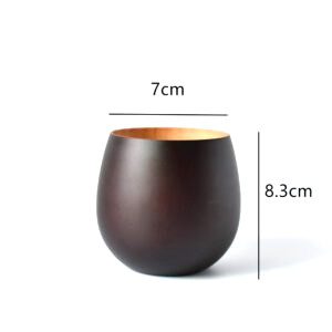 Tasse en bois Yadama brun foncé avec schéma des dimensions