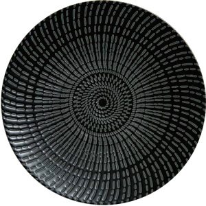 Assiette japonaise Yasuke noire vue de dessus, motif fileté en relief