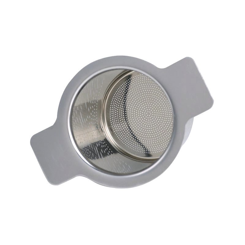 Infuseur à thé en inox vu de dessus avec ses deux ailettes d'appui