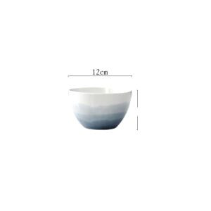 Bol japonais Benjiro blanc dégradé bleu, petit modèle avec schéma des dimensions