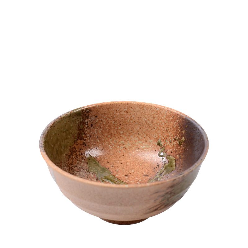 Bol à ramen Konkurīto vert et orange aux tons rosés, de face