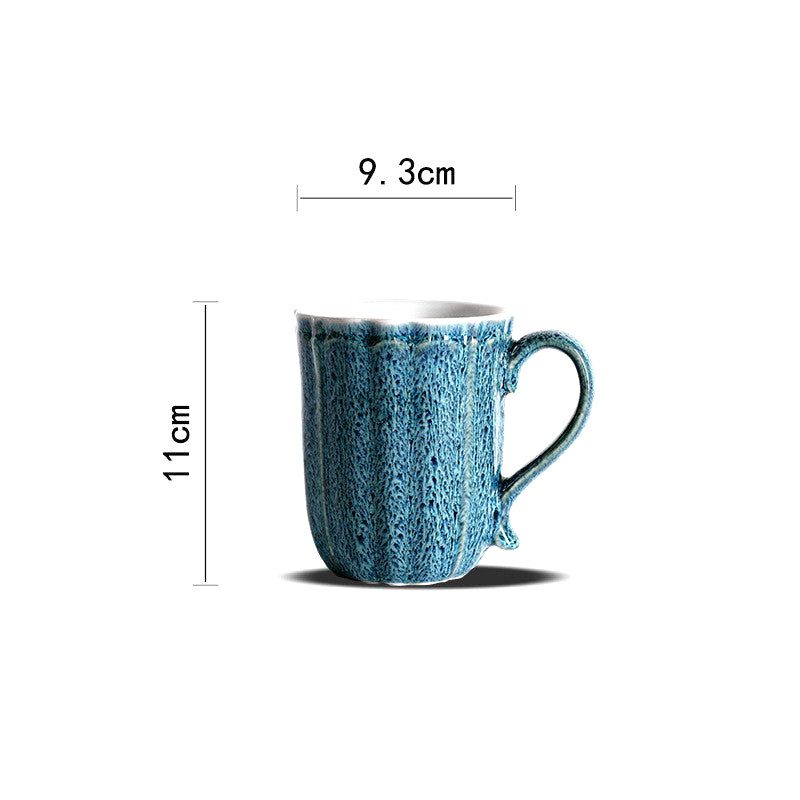 Tasse Kizoku bleue à anse avec schéma des dimensions