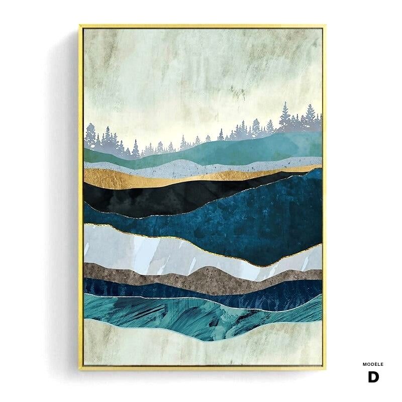 Affiche Profondeurs de la mer modèle D, strates bleues et forêt lointaine