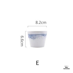 Tasse Kashiwa à motif bleu horizontal avec schéma des dimensions