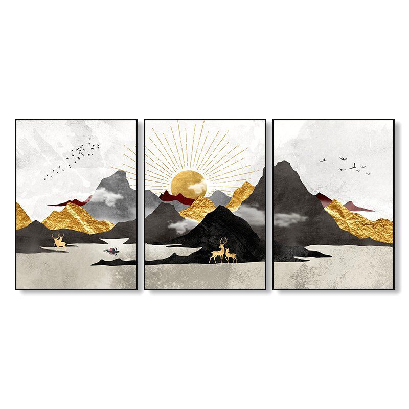 Les trois affiches Soleil d'or réunies en triptyque sur fond blanc