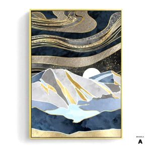 Affiche Désert bleu modèle A, montagne bleue sous des vagues dorées