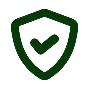 Garantie anti-casse : pictogramme de bouclier vert avec une coche