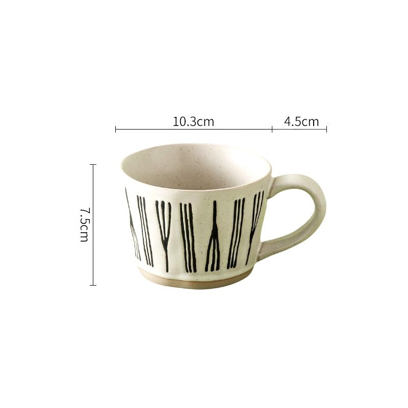 Tasse Mieko à lignes noires avec schéma des dimensions