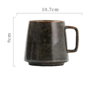 Tasse japonaise Kohaku marbre noir vue de face avec schéma des dimensions