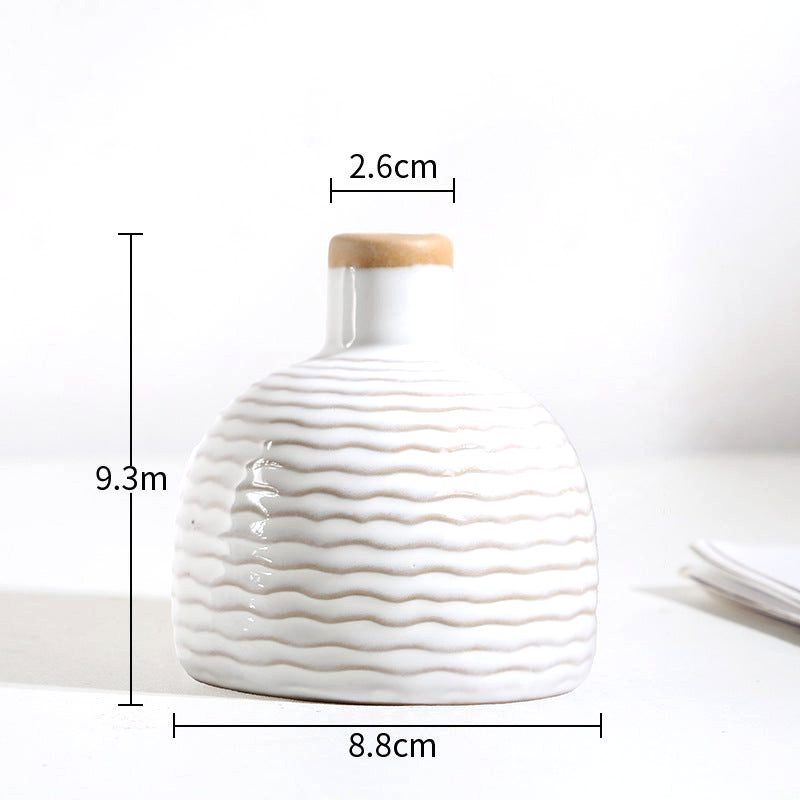 Vase japonais Shizuka arrondi à motif de vagues avec schéma des dimensions