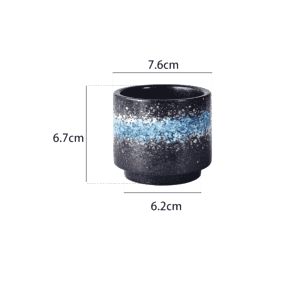 Tasse Mitsugi bleue à bande bleue avec schéma des dimensions